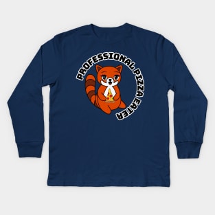 Red Panda Pizza Eater Kids Long Sleeve T-Shirt
